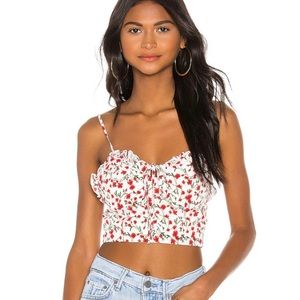 Superdown Daisy Ruffle Top in White Floral